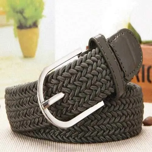 110CM Casual Woven Stretch Braided Elastic Canvas Belt