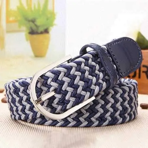 110CM Casual Woven Stretch Braided Elastic Canvas Belt