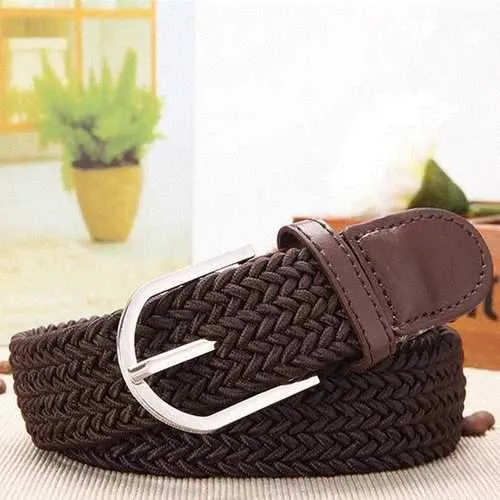 110CM Casual Woven Stretch Braided Elastic Canvas Belt