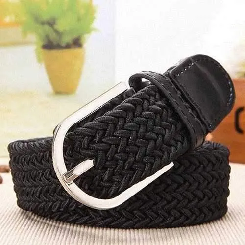 110CM Casual Woven Stretch Braided Elastic Canvas Belt
