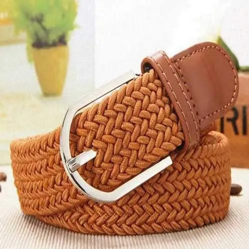 110CM Casual Woven Stretch Braided Elastic Canvas Belt