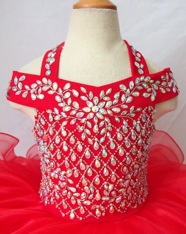 16 color --Halter Infant/toddler/baby/children/kids Girl's Nations Pageant Dress