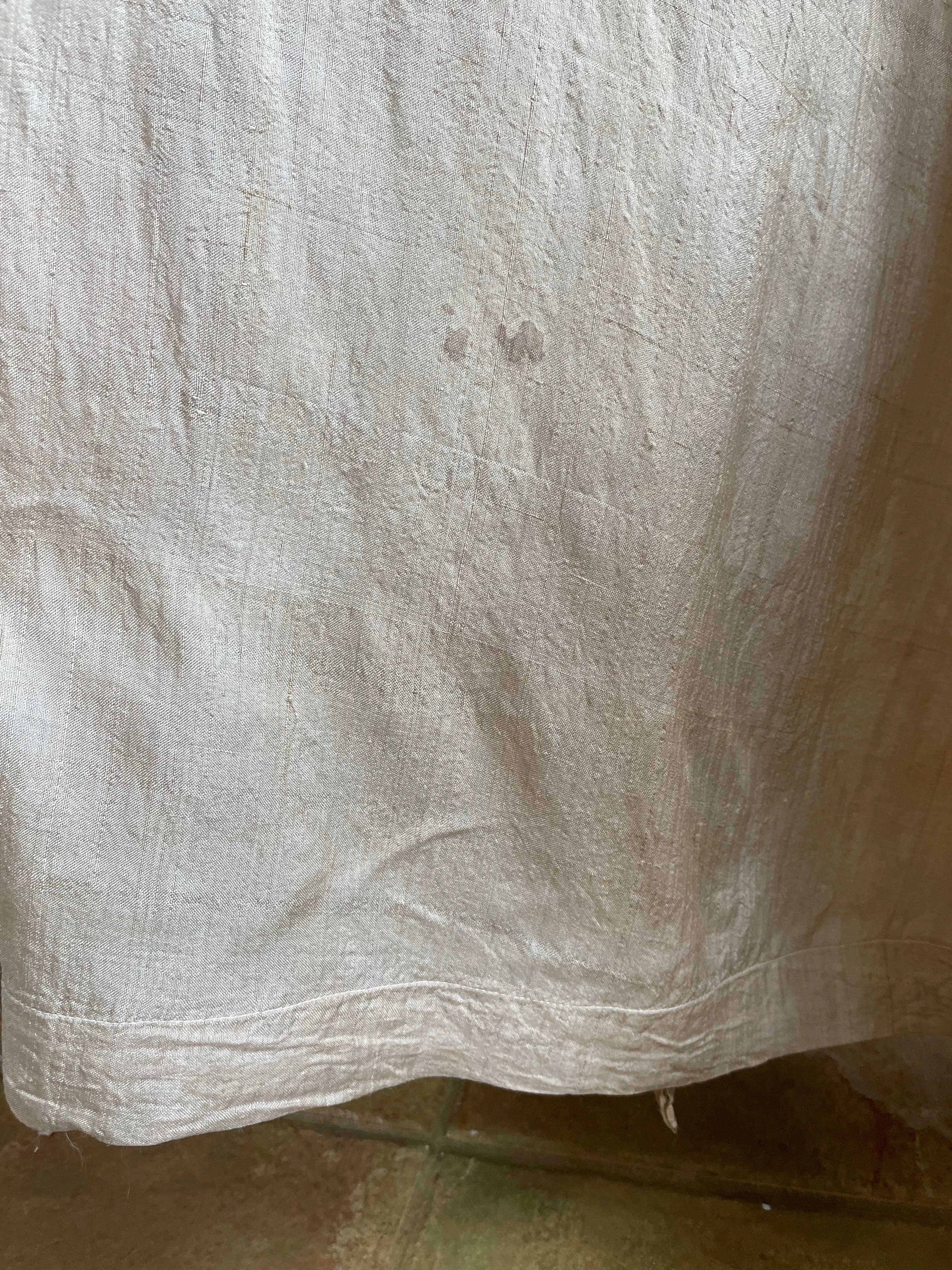 1920s Ecru Pongee Silk Shawl Collar Wrap Dressing Gown