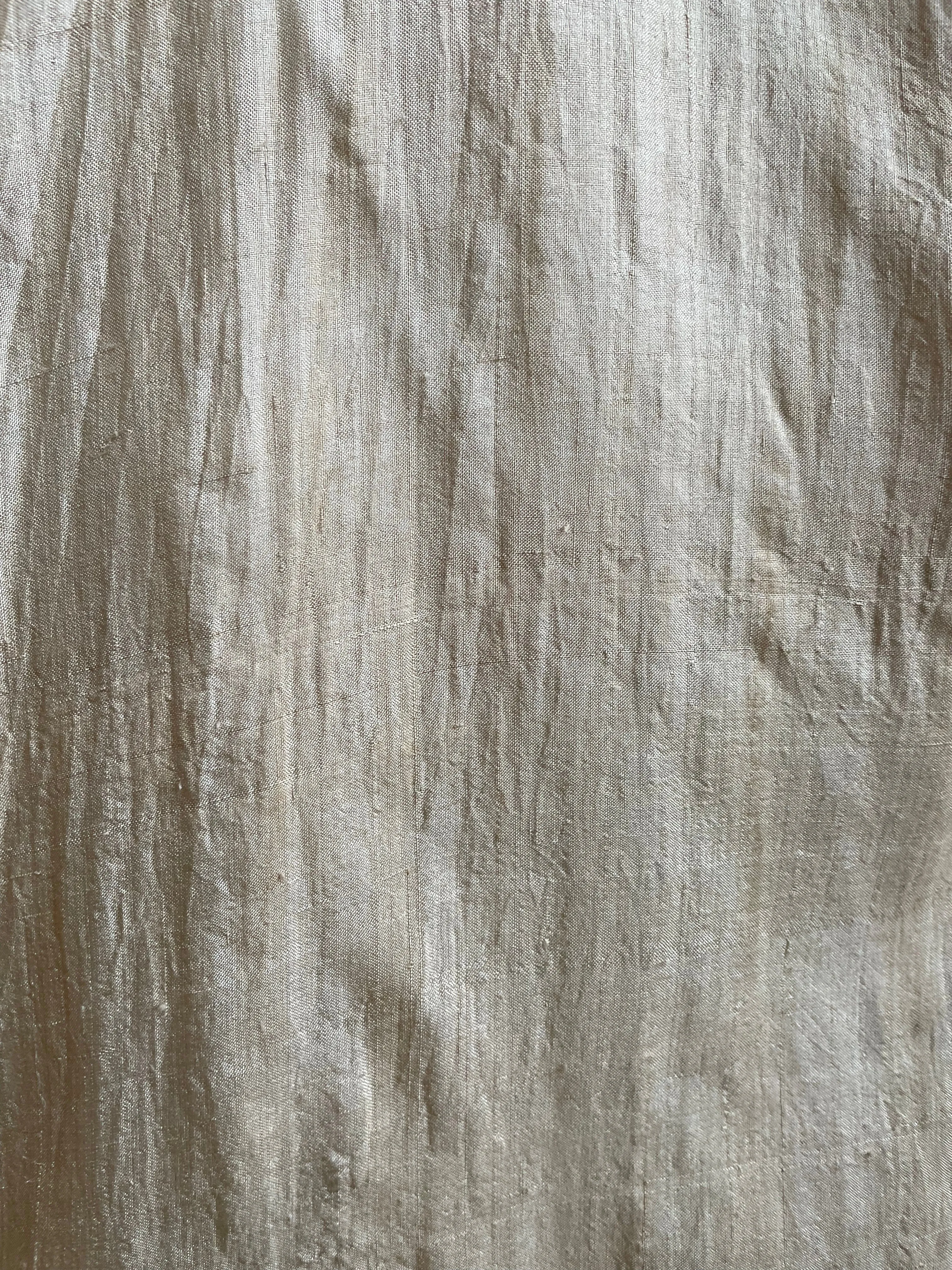 1920s Ecru Pongee Silk Shawl Collar Wrap Dressing Gown