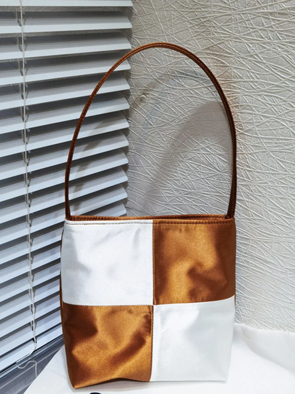 1950S Sweet Checkerboard Silk Party Bag Vintage Handbag