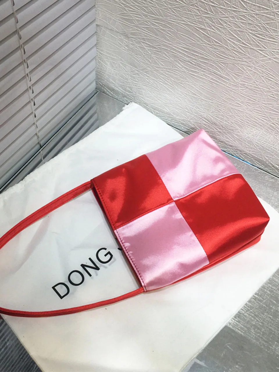 1950S Sweet Checkerboard Silk Party Bag Vintage Handbag