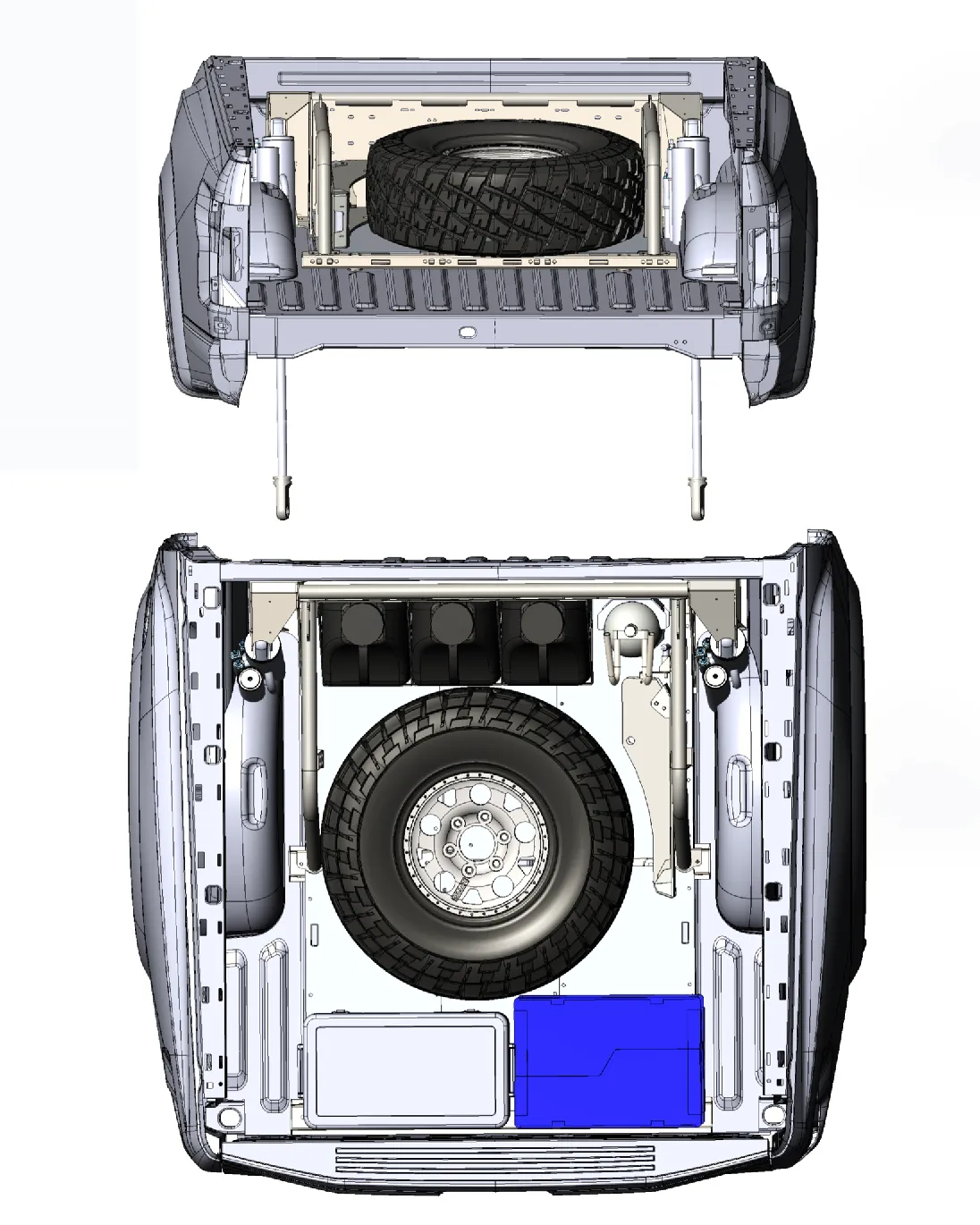 2021  Raptor 5-Link Rear Bed Organizer - 3.0x16 Coil Over or 3.5x16 Bypass Shock