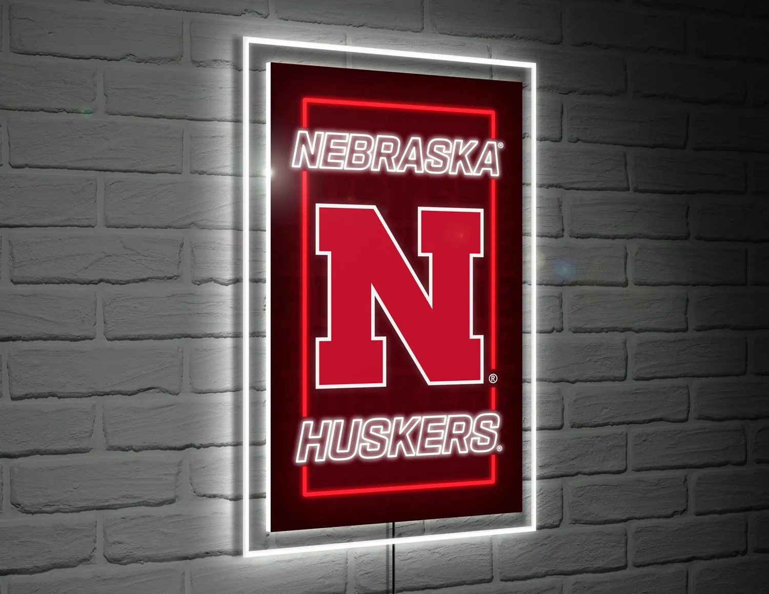 22"H x 14"L NeoLite Wall Décor, Rectangle, University of Nebraska,8led949nlrt