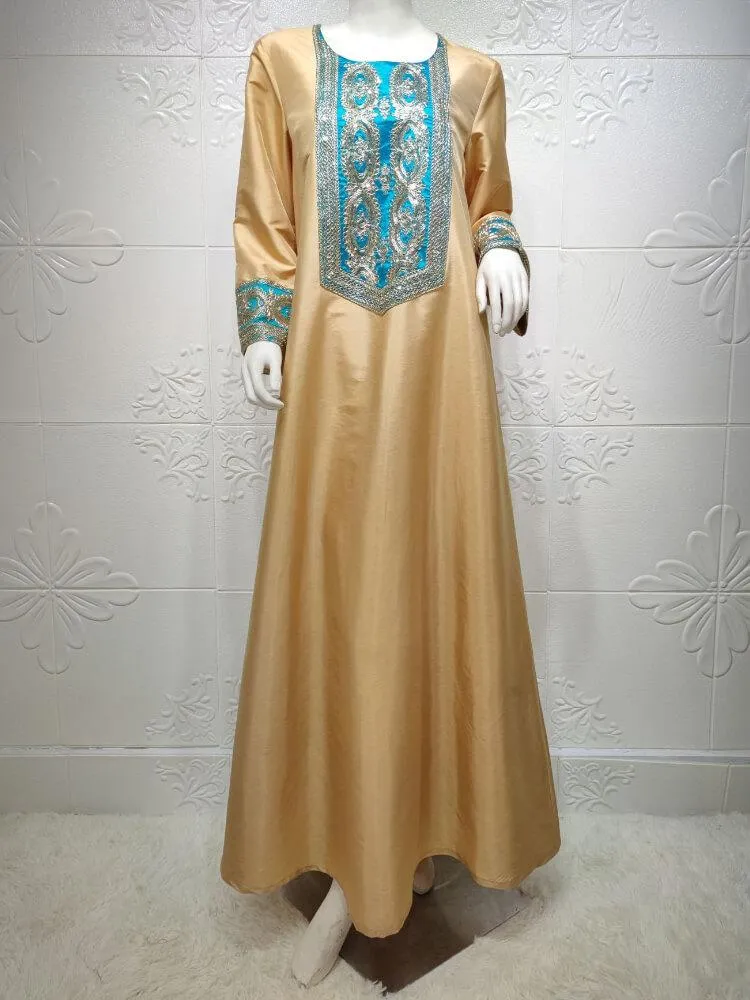 Abaya Gold Embroidered Sequin Dress