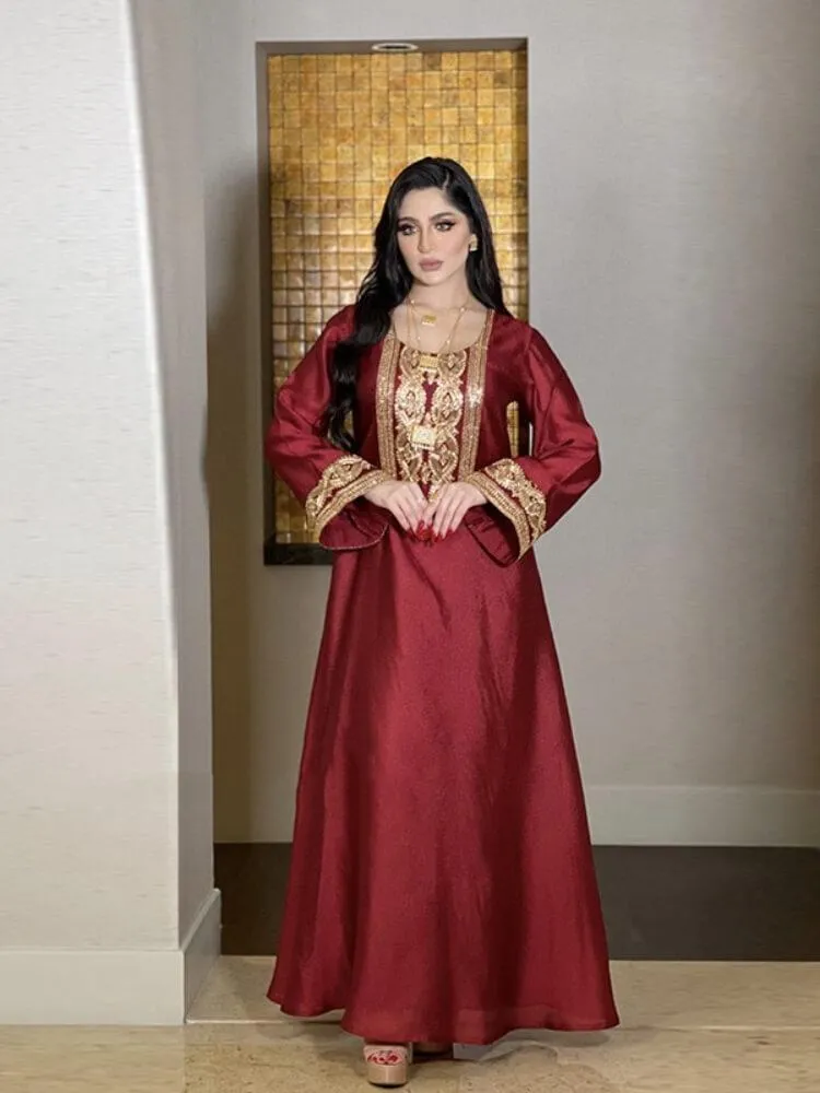 Abaya Gold Embroidered Sequin Dress