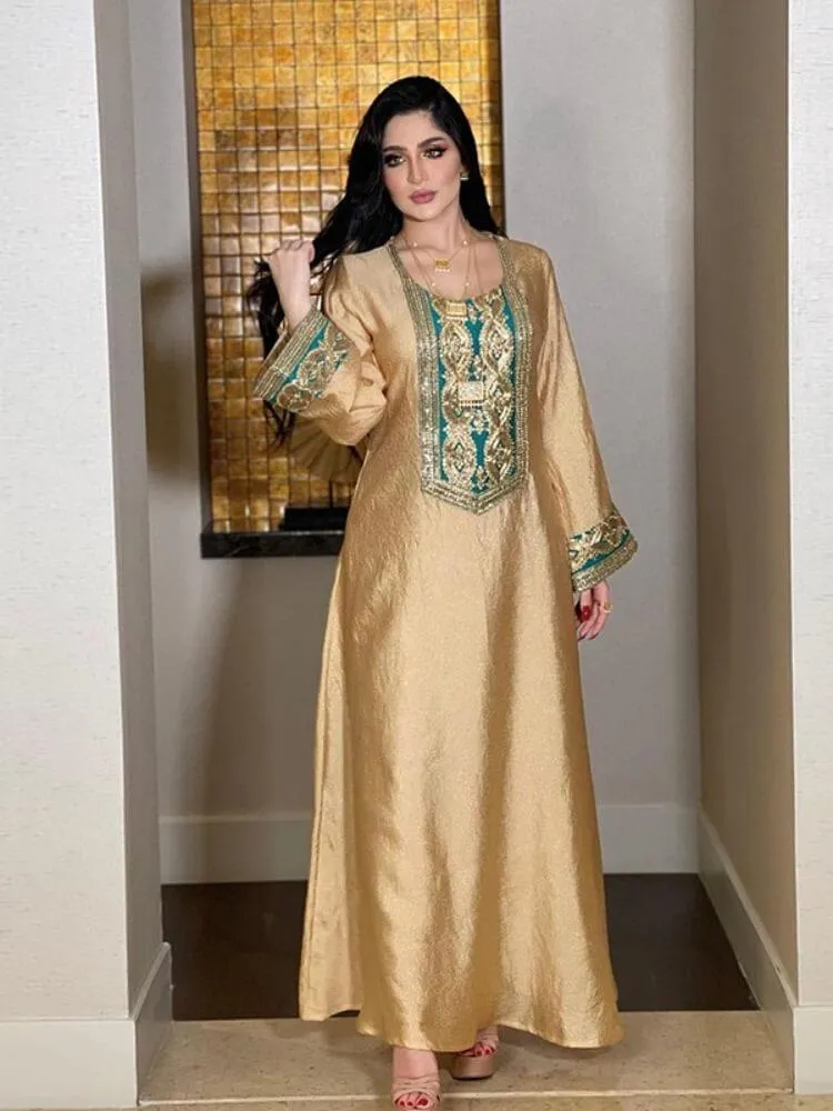 Abaya Gold Embroidered Sequin Dress