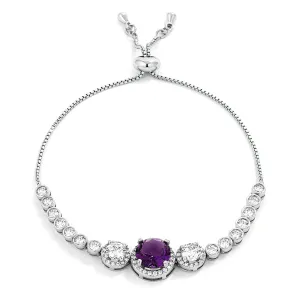 Abigail 9mm Amethyst CZ Bolo Slider Bracelet