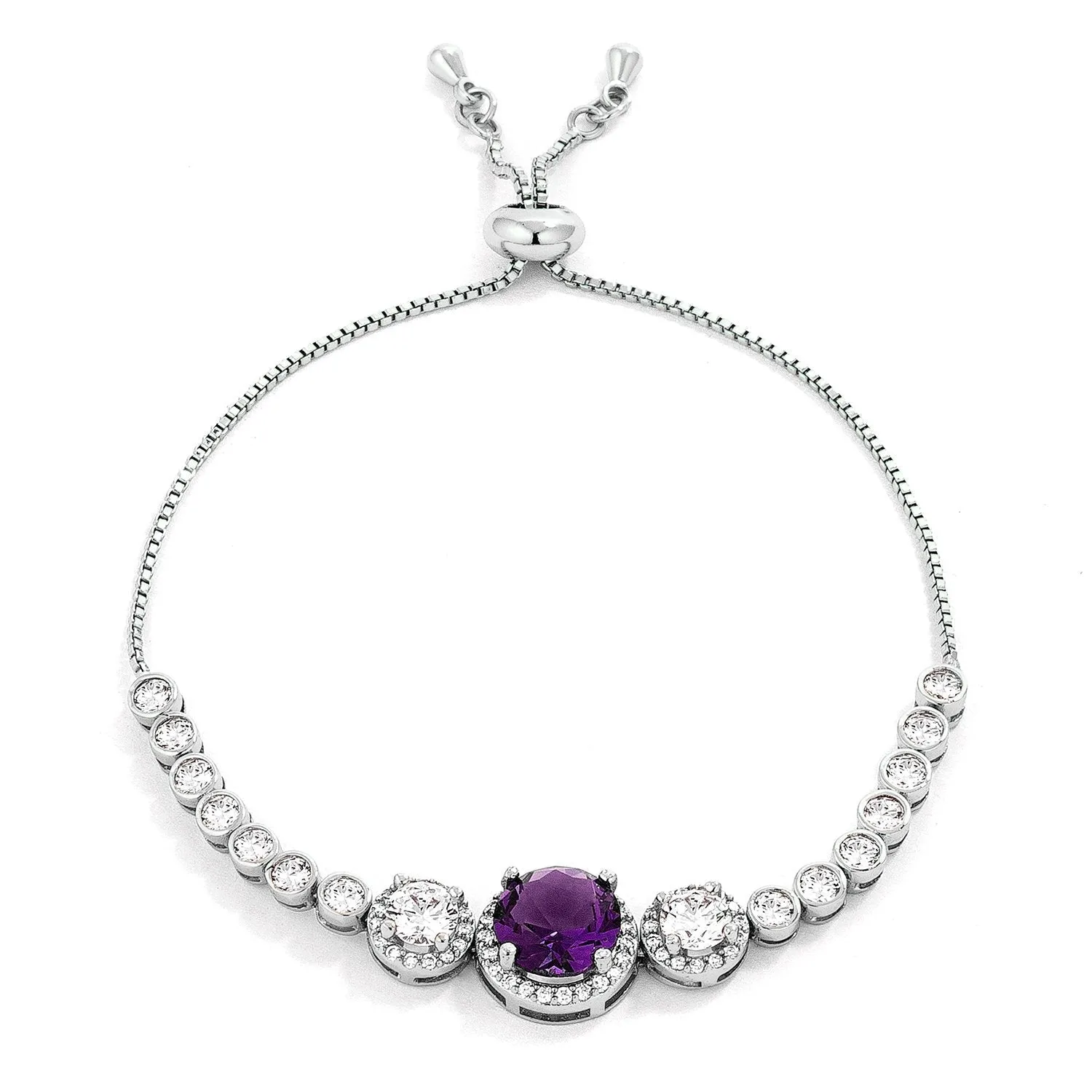 Abigail 9mm Amethyst CZ Bolo Slider Bracelet