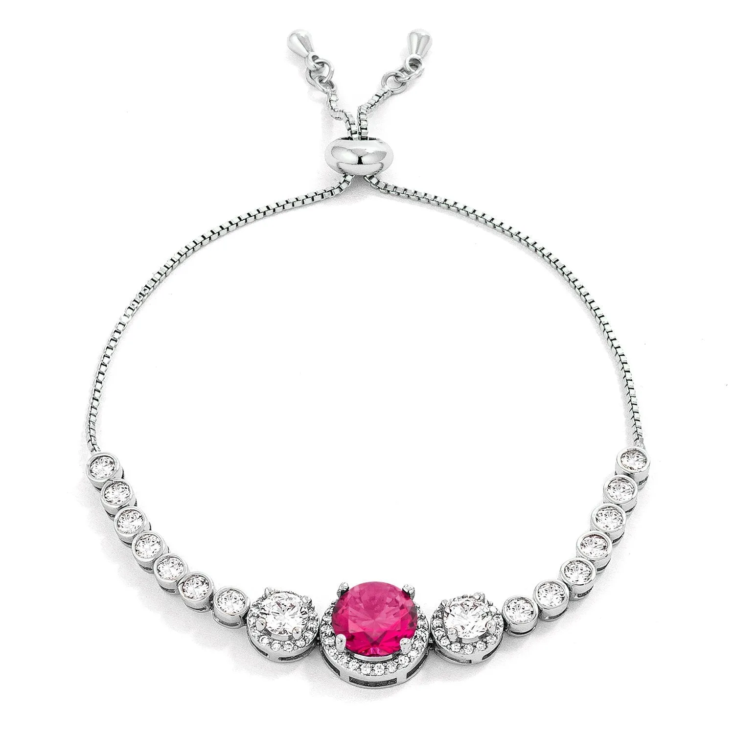Abigail 9mm Garnet Red CZ Bolo Slider Bracelet