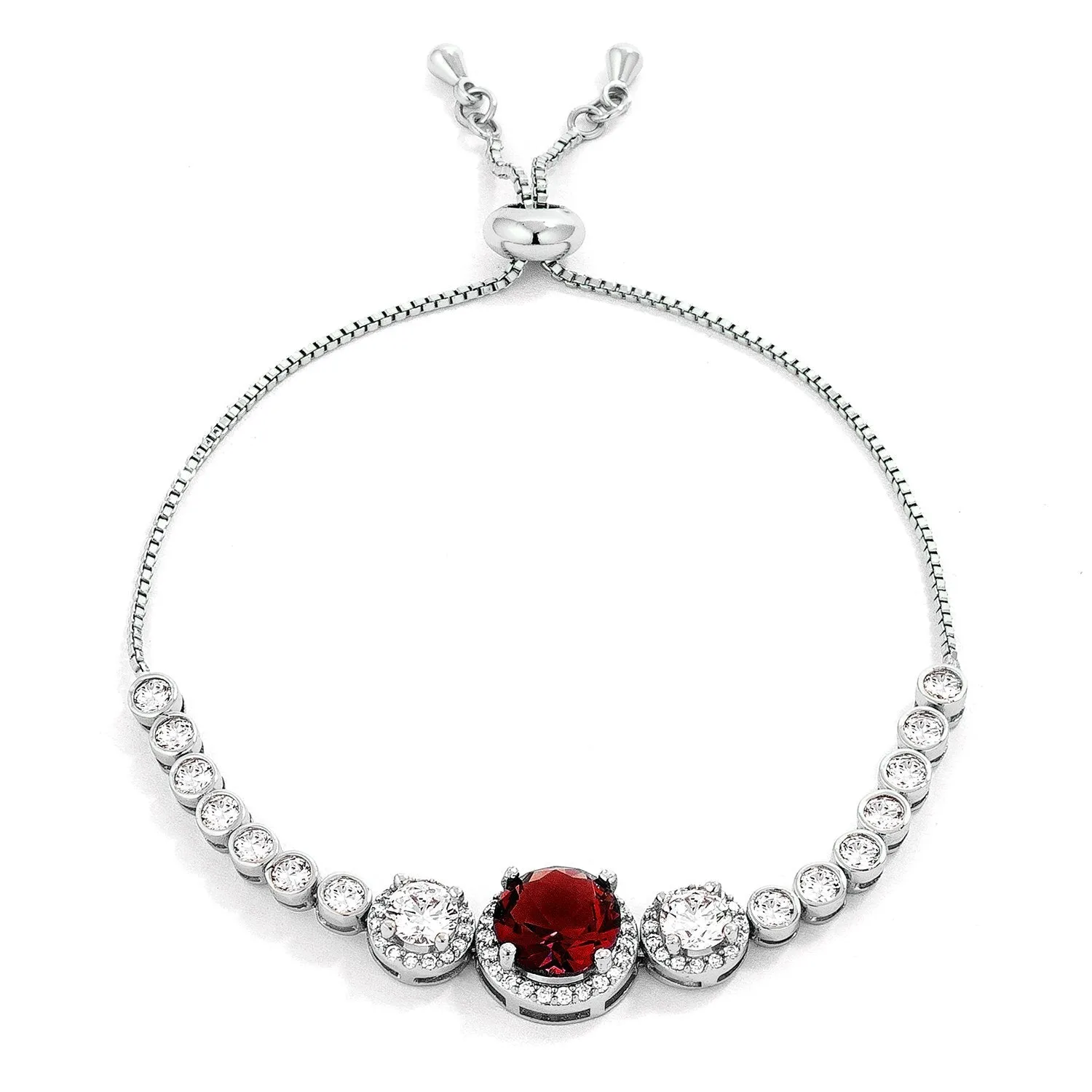Abigail 9mm Garnet Red CZ Bolo Slider Bracelet