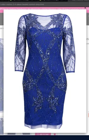 Aidan Mattox MD1E203136 3-4 Sleeve Beaded Cocktail Dress