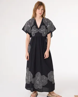 Alba Embroidered Dress BLACK