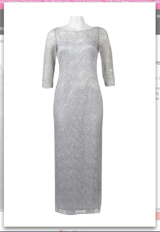 Alex Evenings 2121586 Boat Neck 3-4 Sleeve Embellished Lace Mesh Dress (Petite)