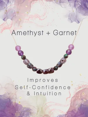 Amethyst   Garnet Adjustable Slide Chain Gemstone Necklace