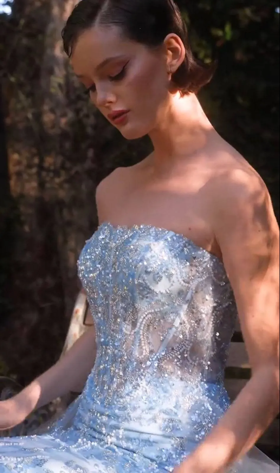 Andrea & Leo A1365 Dress Strapless Overskirt Glimmering Gown