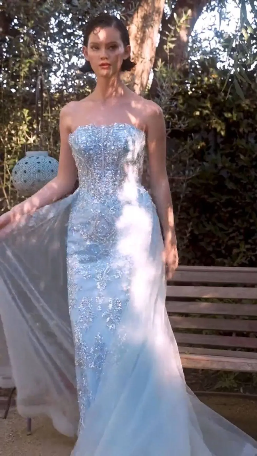 Andrea & Leo A1365 Dress Strapless Overskirt Glimmering Gown