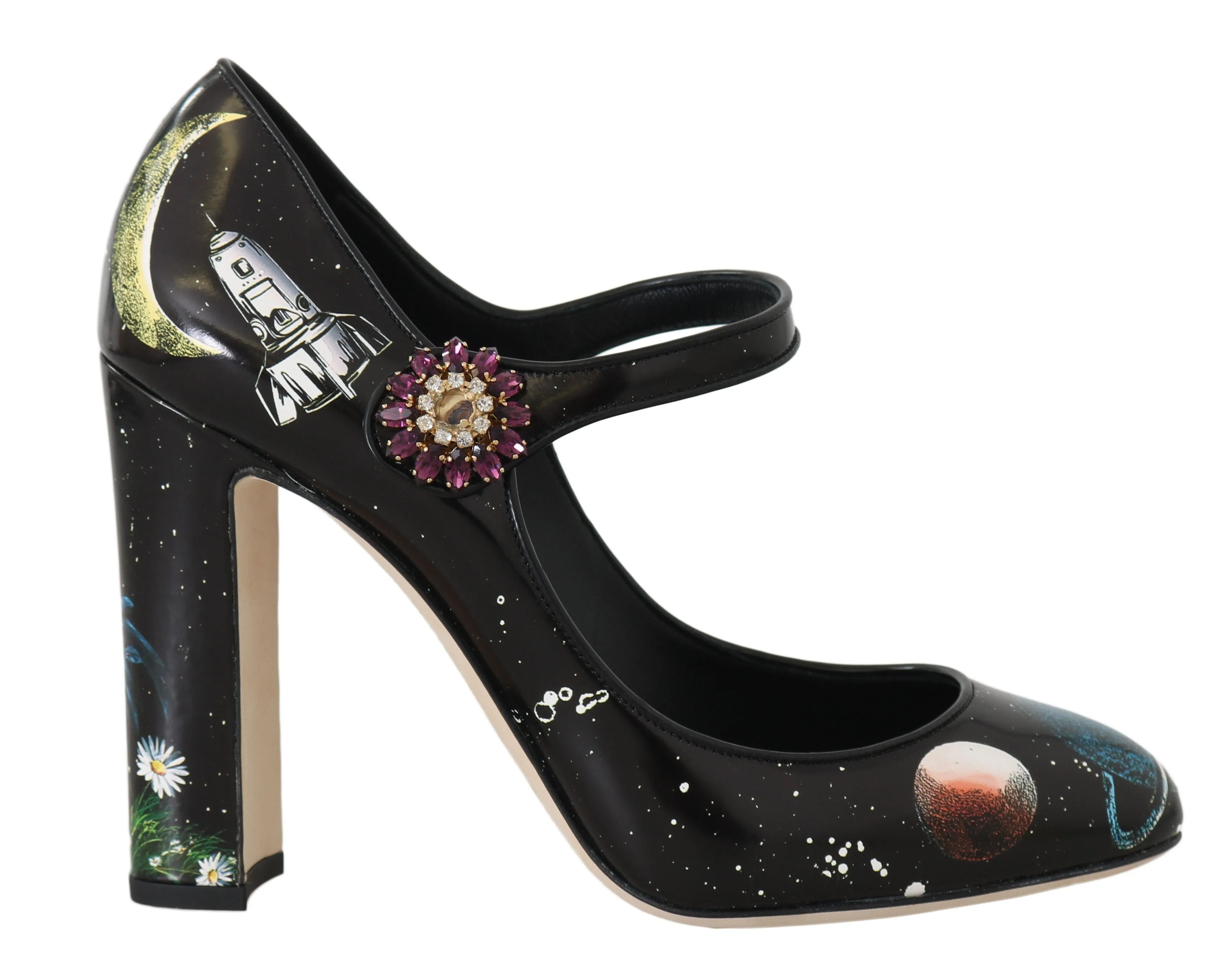 Astronaut Black Leather Crystal