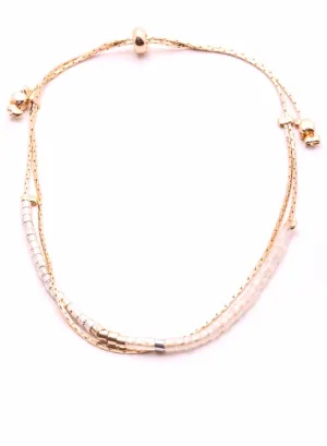 Barbados Dainty Silk Cord Bead Bracelet // LAST ONE