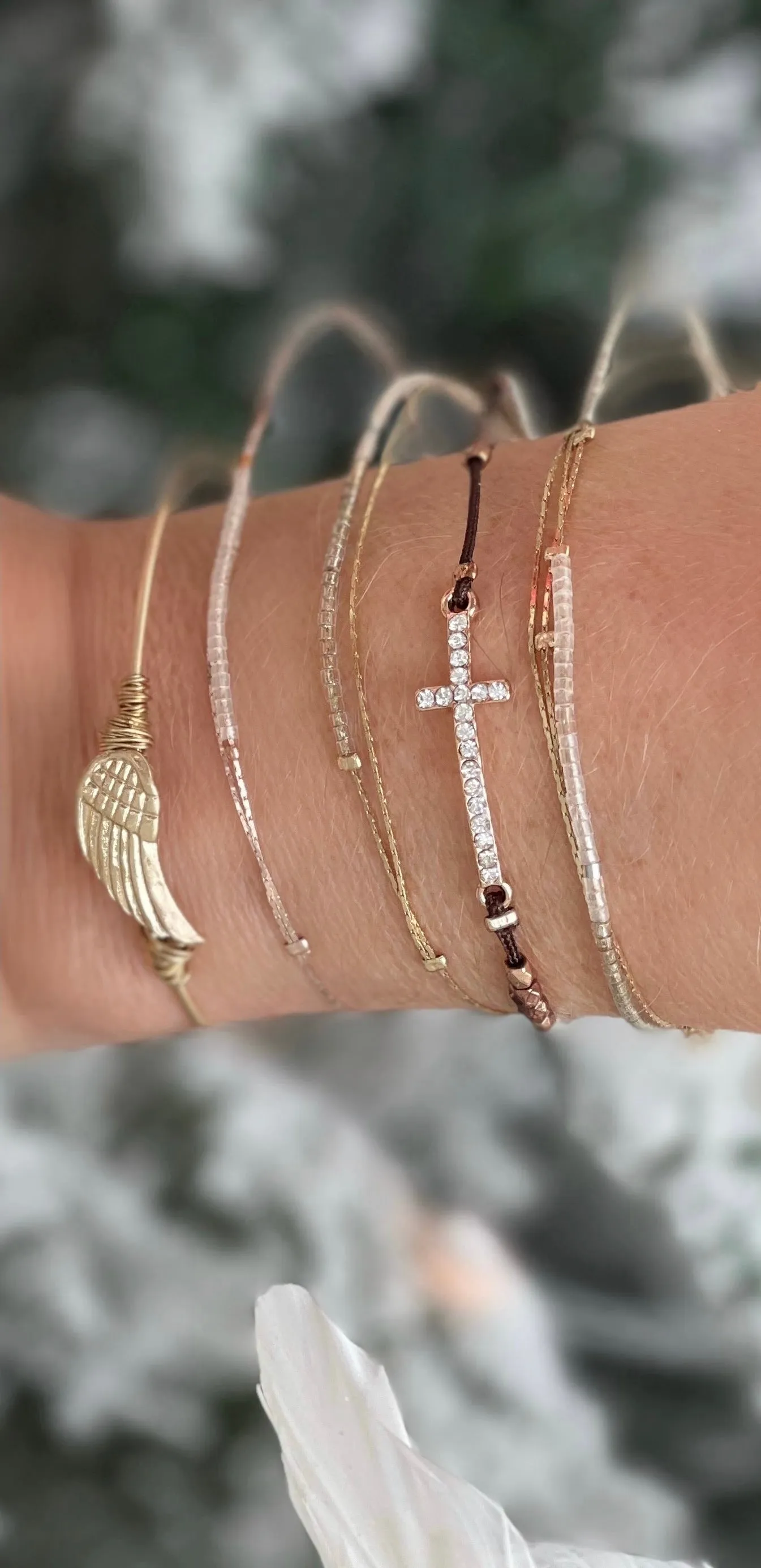 Barbados Dainty Silk Cord Bead Bracelet // LAST ONE