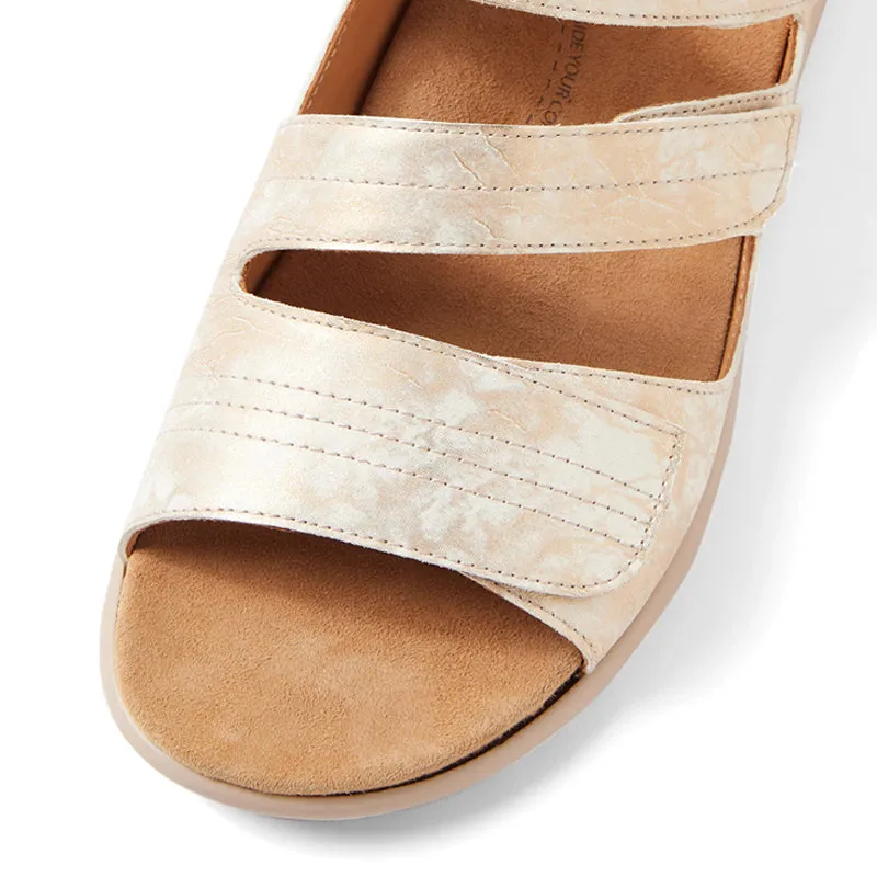BARDOT XW - SMUDGE METAL LEATHER - ALMOND SOLE
