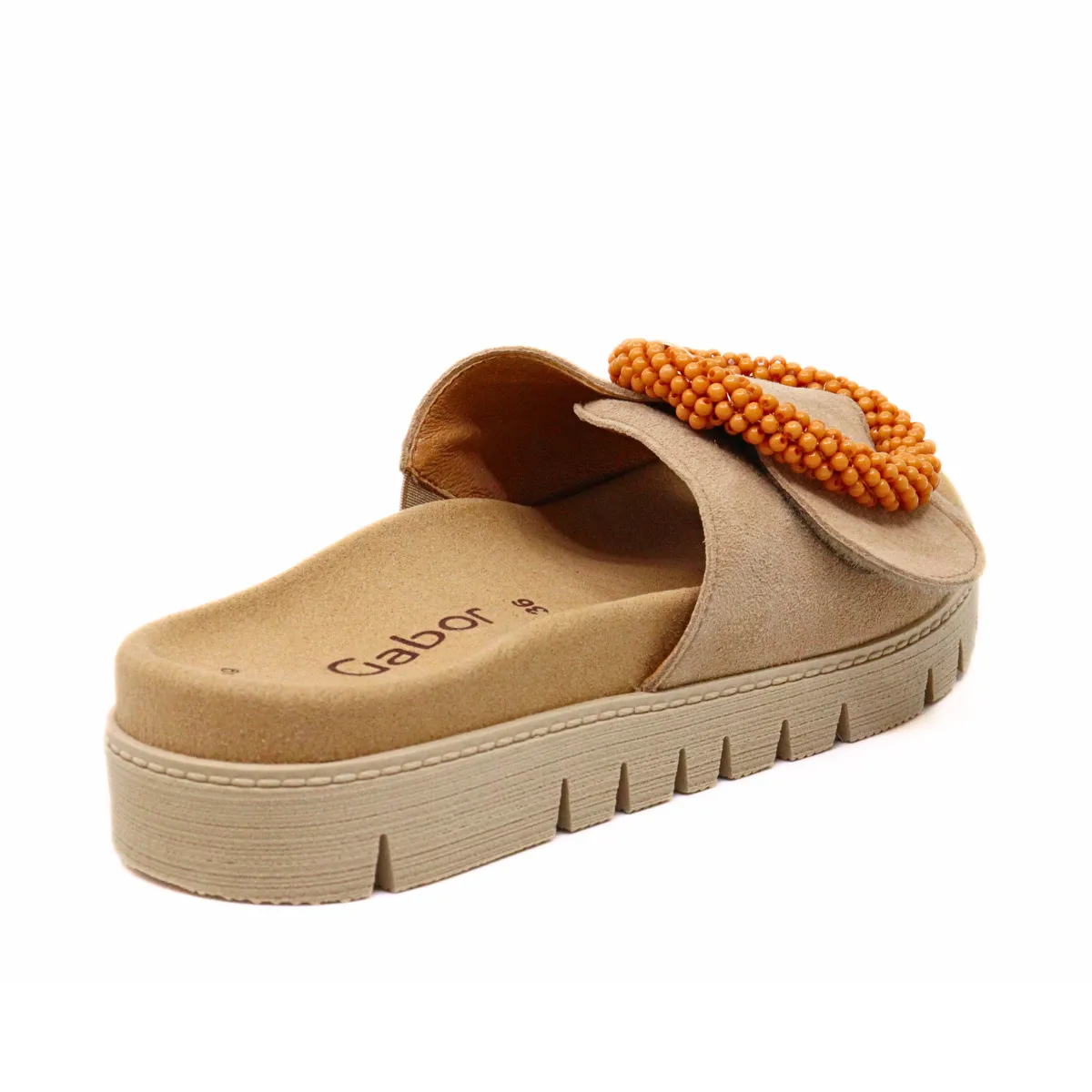 Beaded Buckle Sandal Caramel