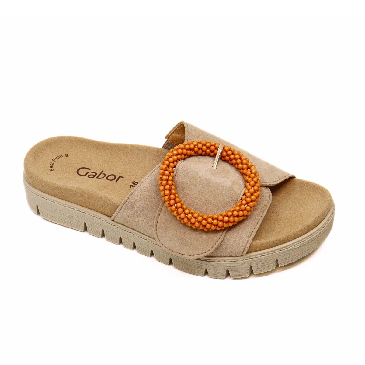 Beaded Buckle Sandal Caramel