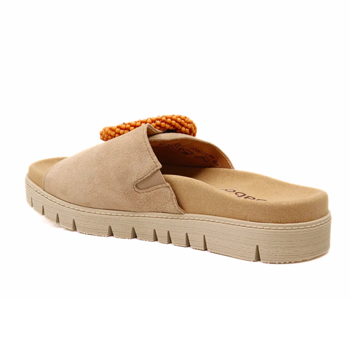 Beaded Buckle Sandal Caramel