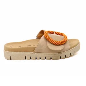 Beaded Buckle Sandal Caramel