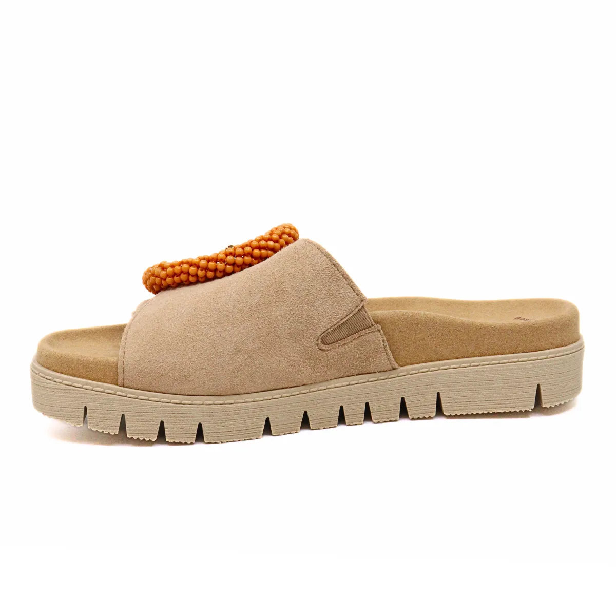 Beaded Buckle Sandal Caramel