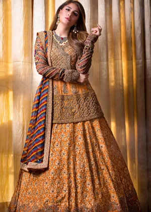 Beautiful designer yellow mehndi lehnga dress with multi work # B3335