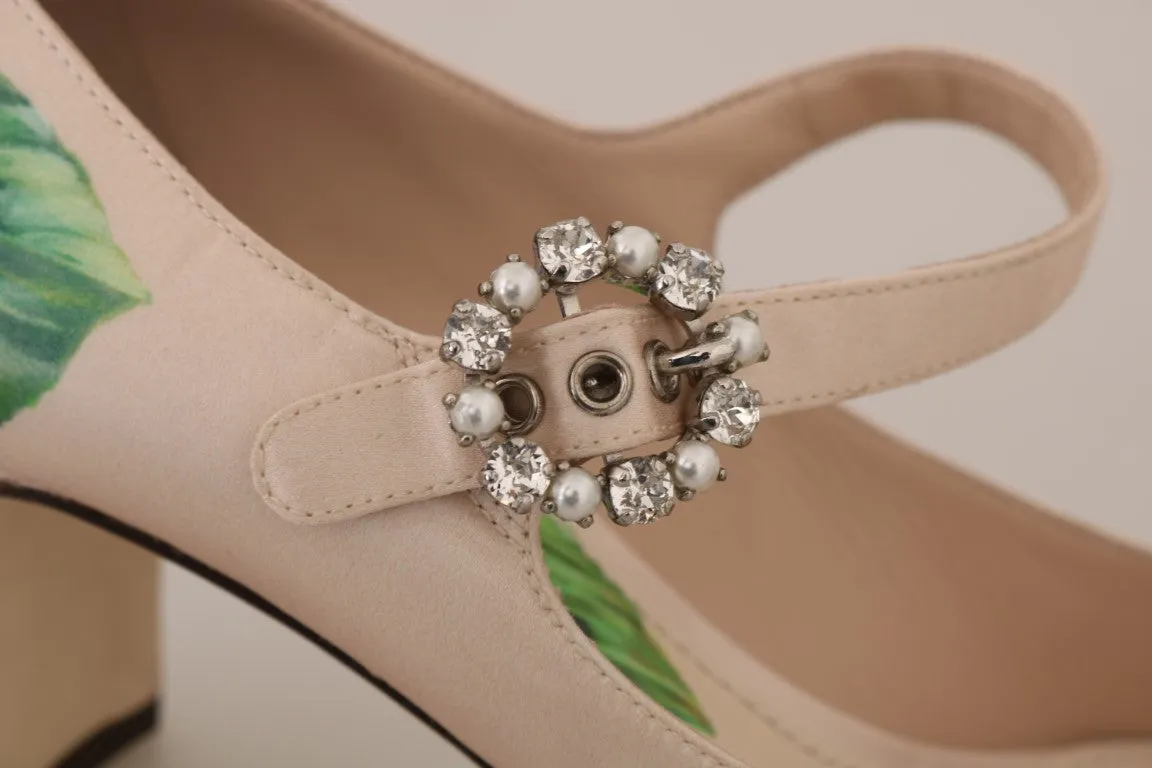 Beige Silk Hortensia Crystal Shoes