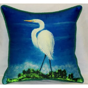 Betsy Drake Great Egret Pillow- Indoor/Outdoor
