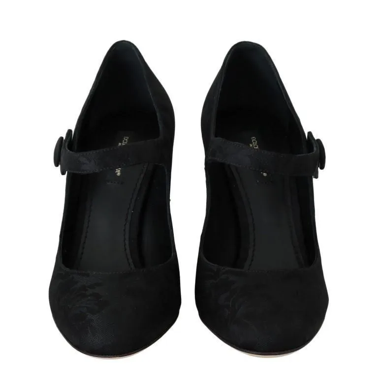 Black Brocade Crystal Gold Studded Shoes