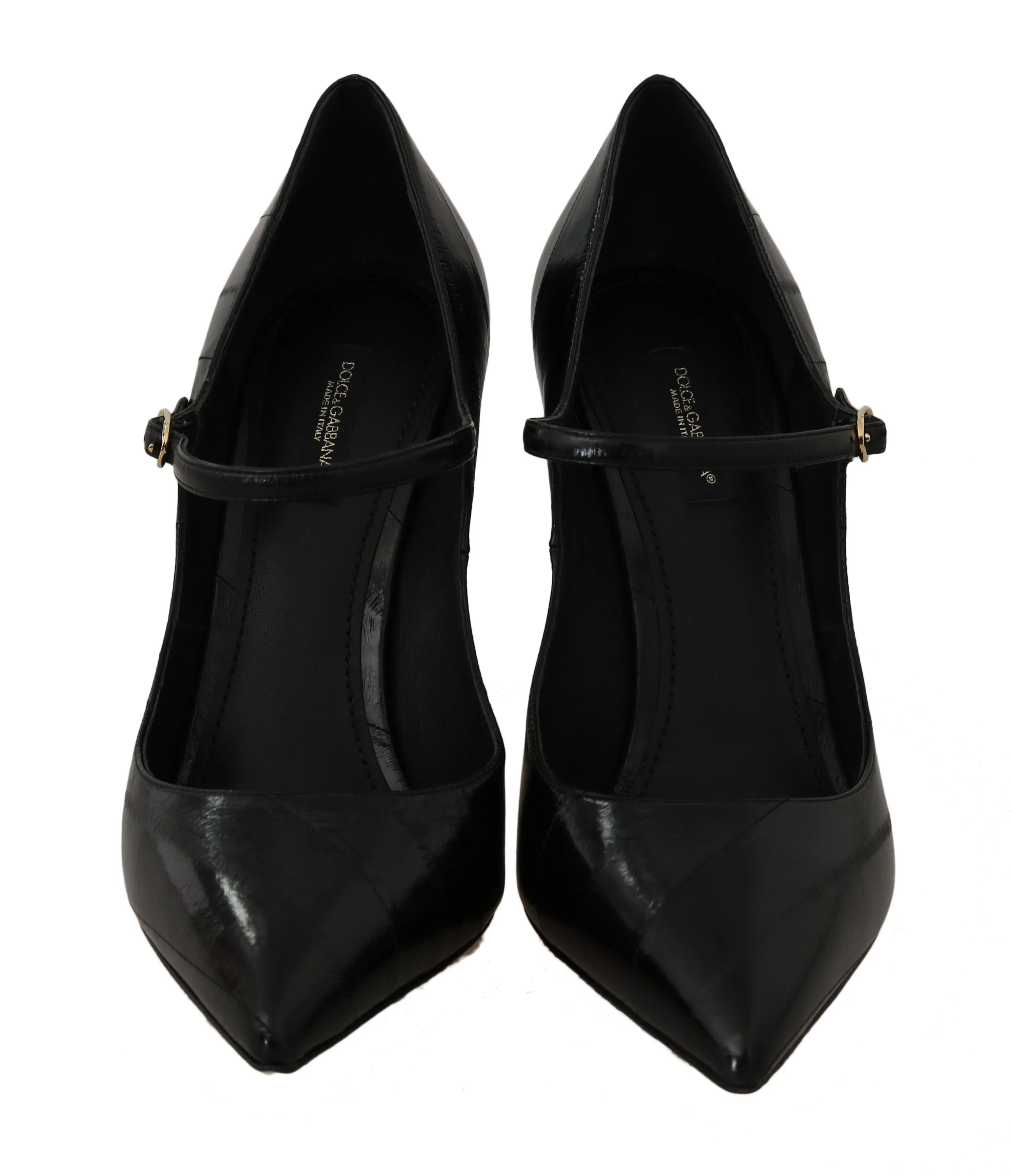 Black Eelskin Leather Mary Jane