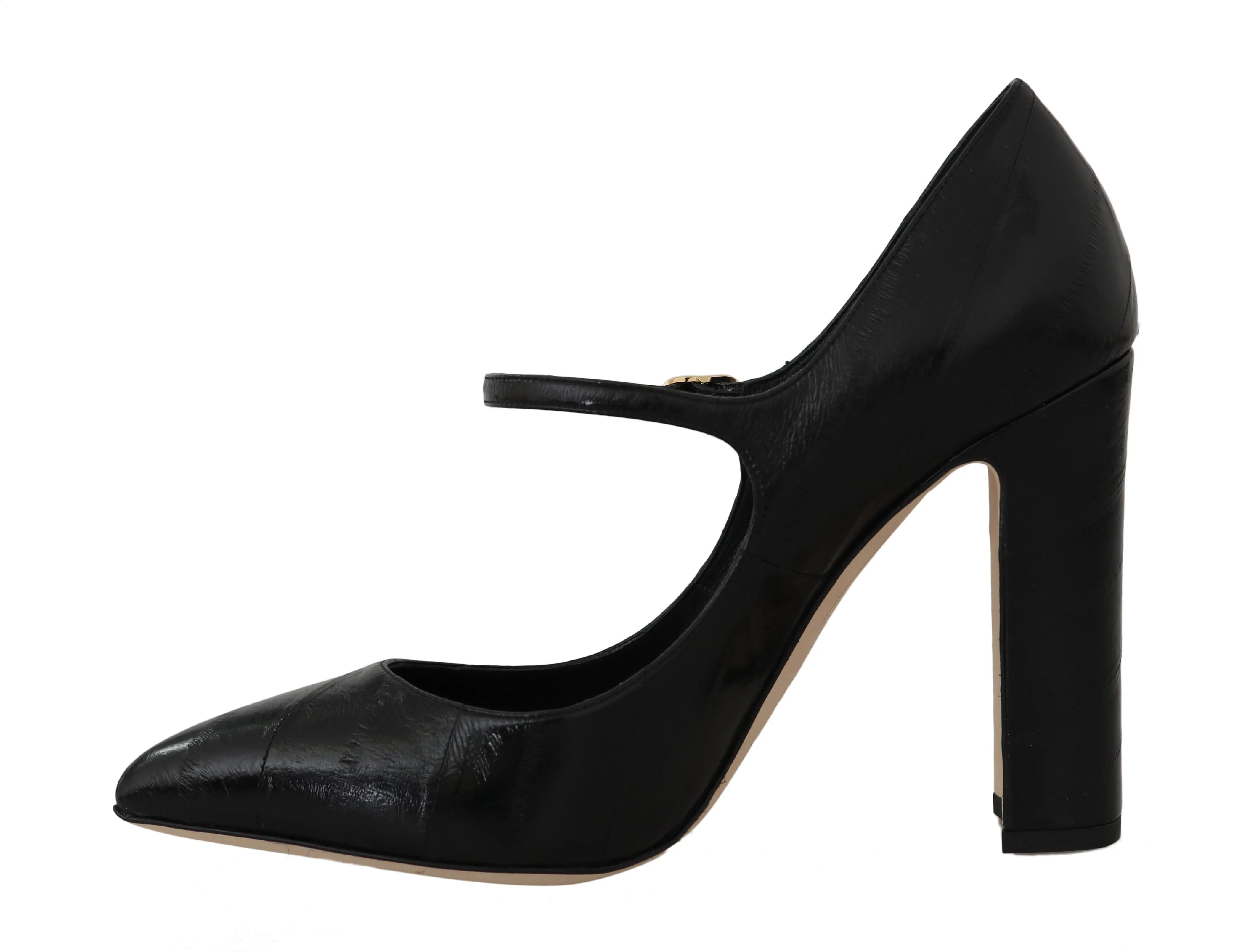 Black Eelskin Leather Mary Jane