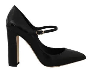 Black Eelskin Leather Mary Jane