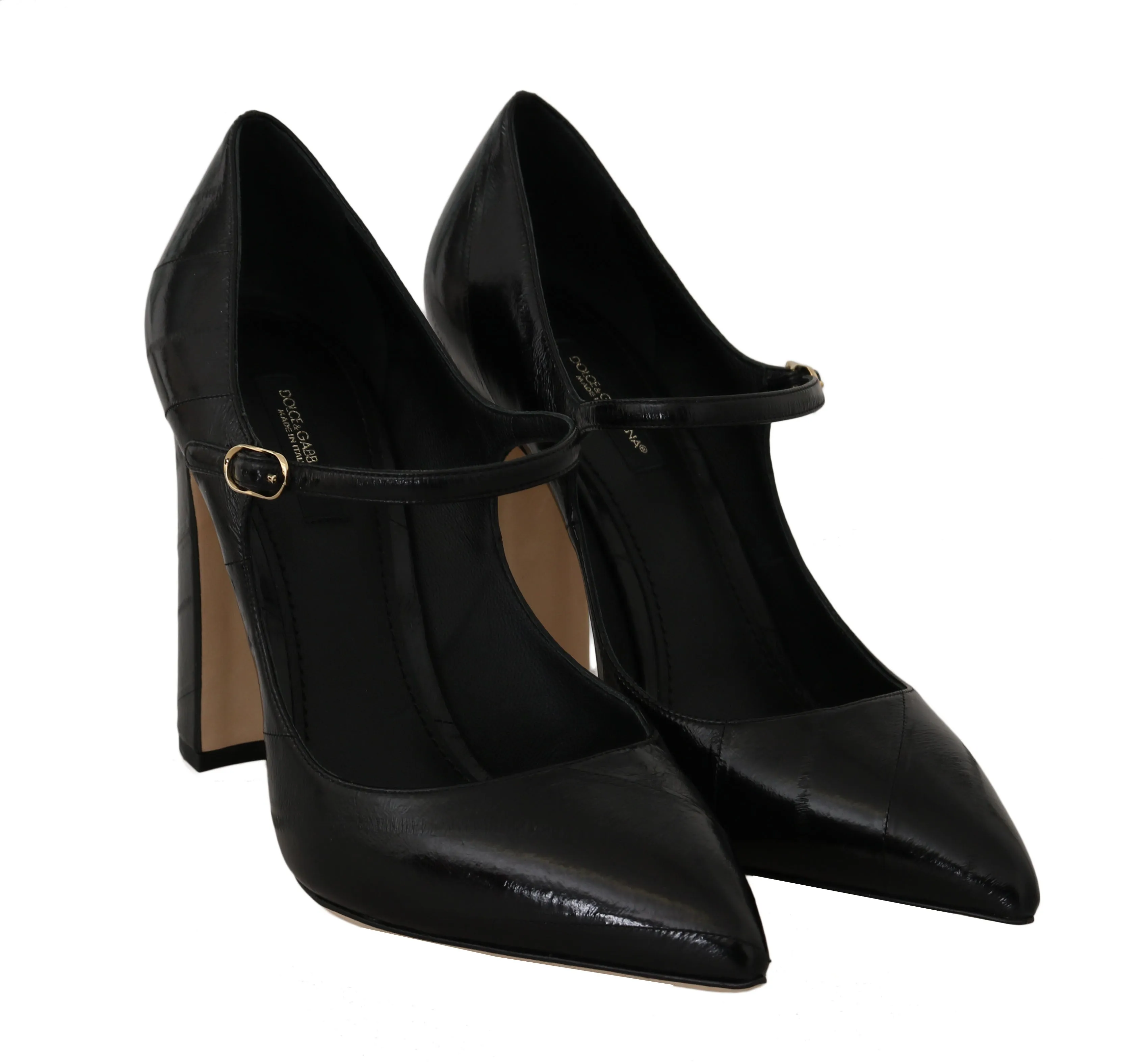 Black Eelskin Leather Mary Jane