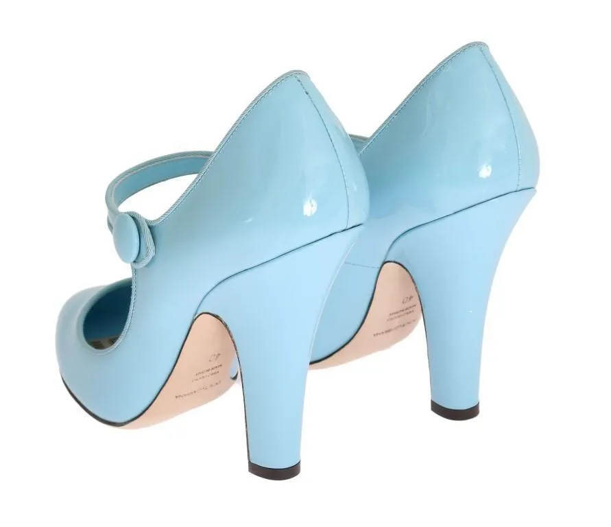 Blue Heels Mary Janes Leather Pumps