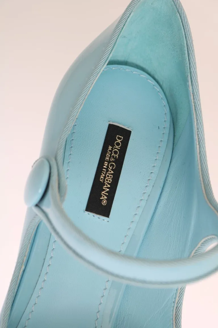 Blue Heels Mary Janes Leather Pumps