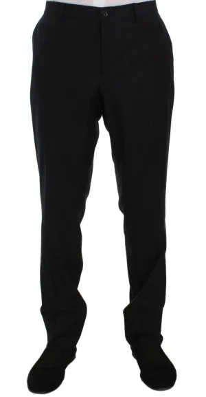 Blue Wool Silk Dress Formal Pants