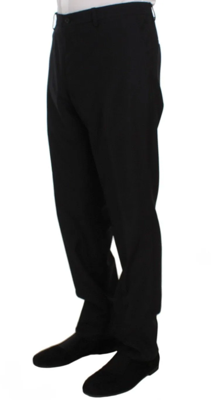 Blue Wool Silk Dress Formal Pants