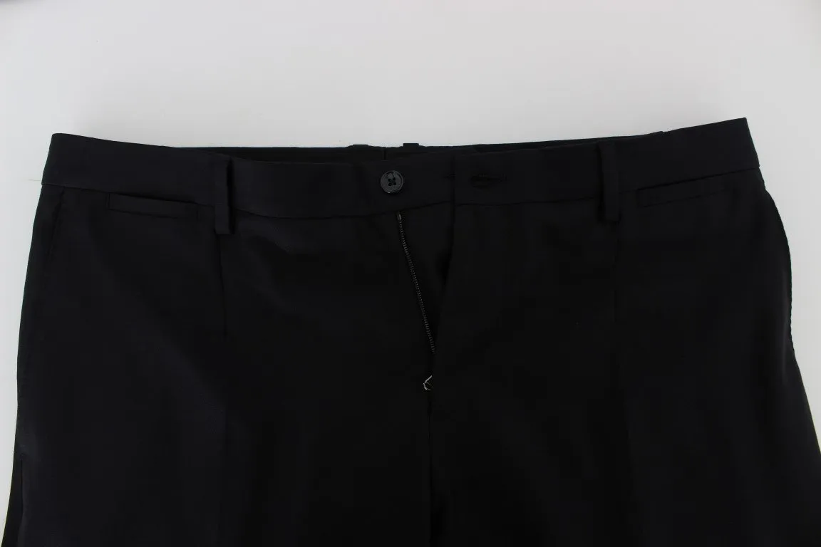 Blue Wool Silk Dress Formal Pants