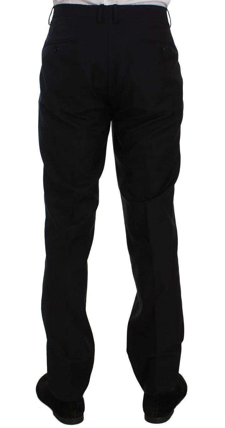 Blue Wool Silk Dress Formal Pants