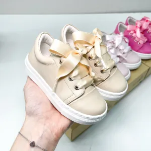 Borboleta Girls Santiago Nude Leather Shoes 7
