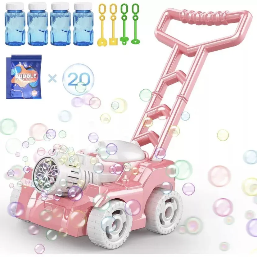 Bubble Lawn Mower for Toddlers Kids Blower Machine Indoor Outdoor Summer PINK 3 